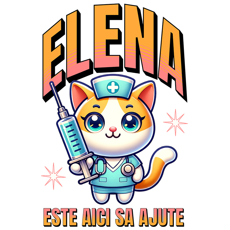 Sticker Adeziv Autocolant Personalizat Pisică Doctor Cu Seringă Imensă – Design Amuzant pentru Cadouri Personalizate [1]