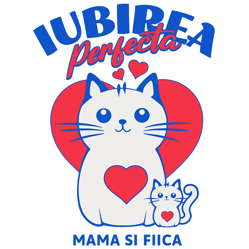 Sticker Adeziv Autocolant Personalizat "Iubirea Perfectă Mama și Fiică – Cadouri Personalizate cu Pisica Mama și Pui" [1]