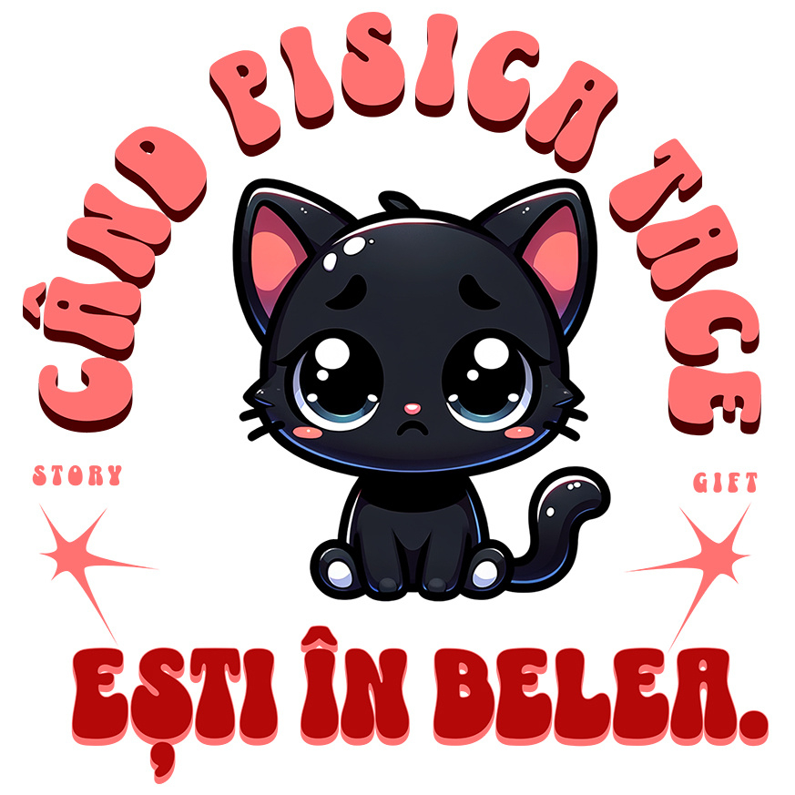 Sticker Adeziv Autocolant Personalizat Pisica Neagră Tristă „Când Pisica Tace Esti În Belea” – Cadou Amuzant Pentru Iubitorii De Pisici [1]