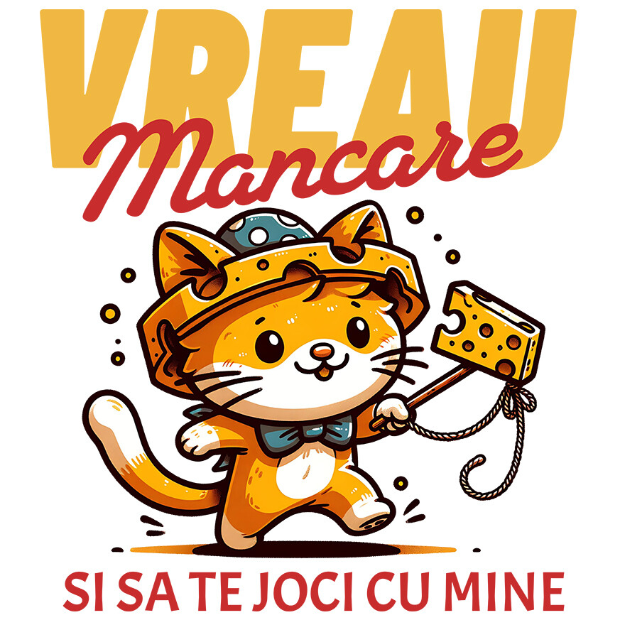 Sticker Adeziv Autocolant Personalizat Pisica Portocalie Jucăușă „Vreau Mâncare și Să Te Joi Cu Mine” – Cadou Amuzant Pentru Iubitorii De Pisici [1]