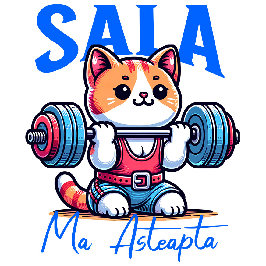 Sticker Adeziv Autocolant Personalizat Pisică Portocalie la Sală – Design Haios pentru Cadouri Personalizate [1]