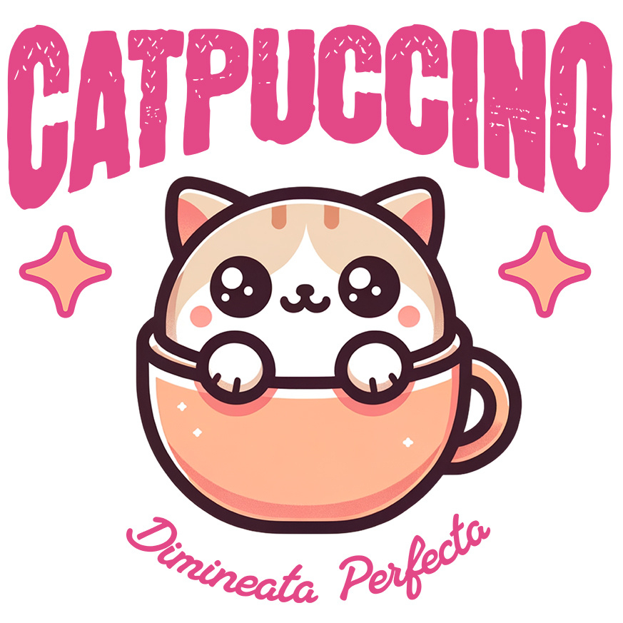 Sticker Adeziv Autocolant Personalizat „Pahar Personalizat „Catpuccino Dimineața Perfectă” – Cadou Pisică și Cafea pentru Iubitori” [1]