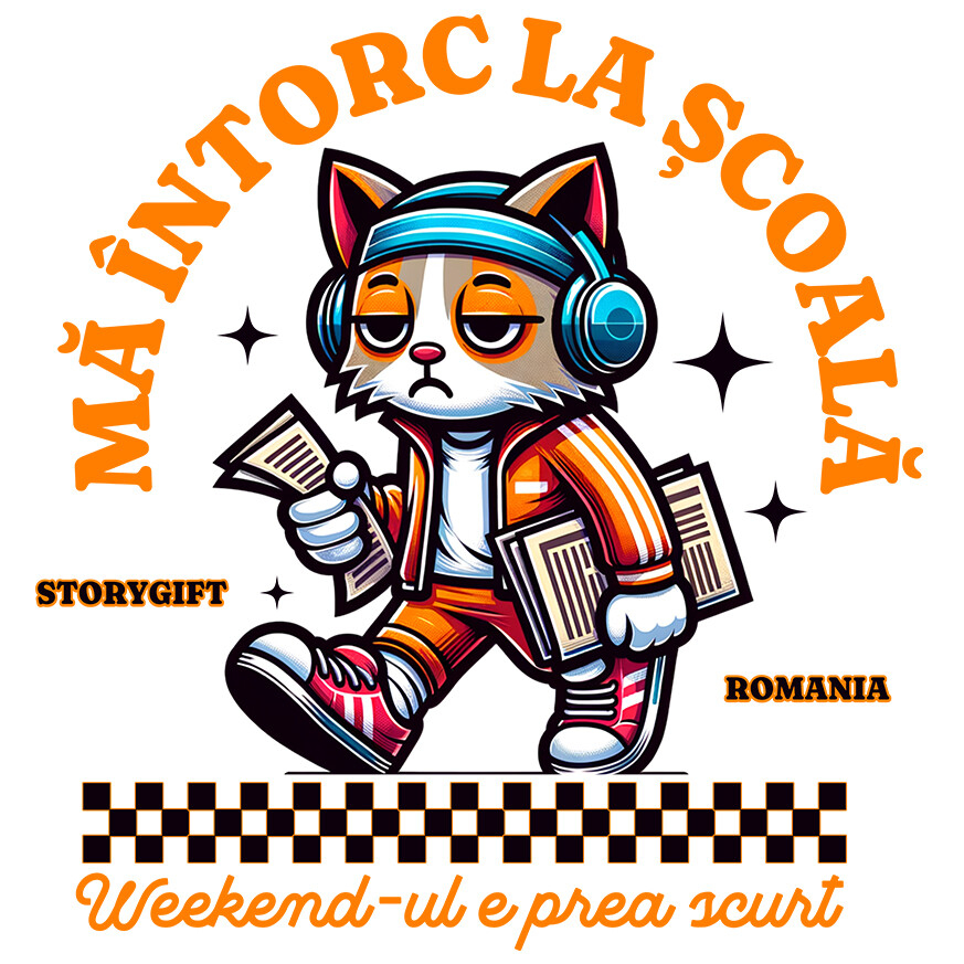 Sticker Adeziv Autocolant Personalizat Pisică Supărată și Extenuată cu Ținută Hip Hop | Întoarcerea la Școală [1]