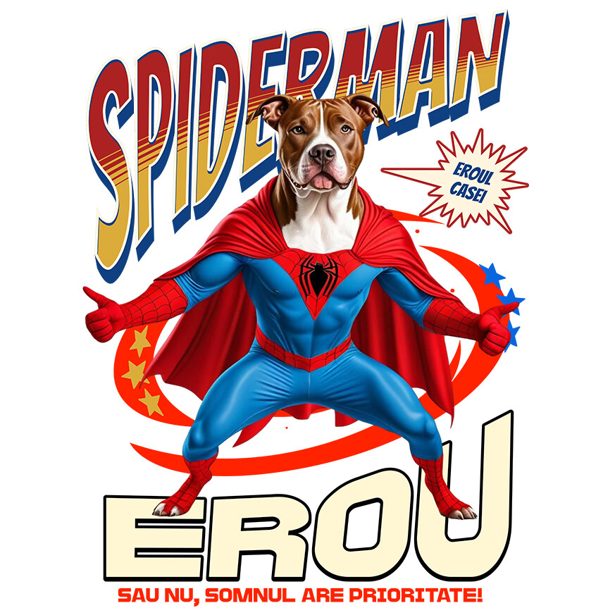 Sticker Adeziv Autocolant Personalizat Pitbull în Costum Spider-Man - Cadou Personalizat pentru Copii și Familie [1]