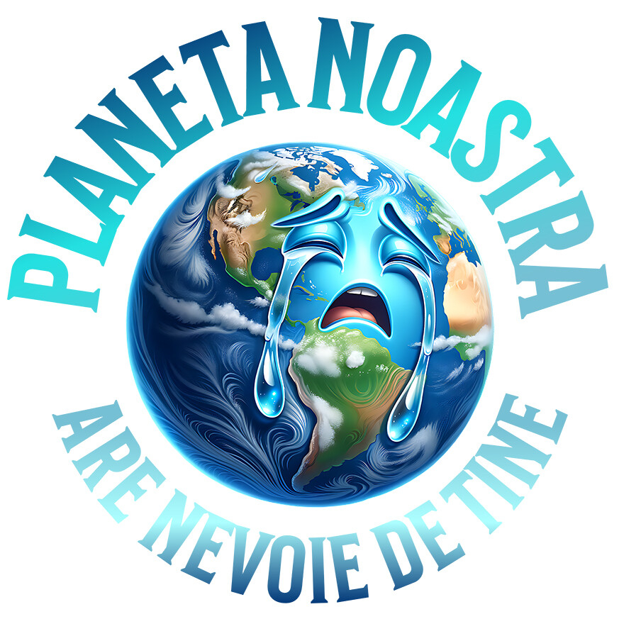 Sticker Adeziv Autocolant Personalizat "Produse personalizate ecologice – Planeta Pământ plângând, protejează natura pentru viitor" [1]