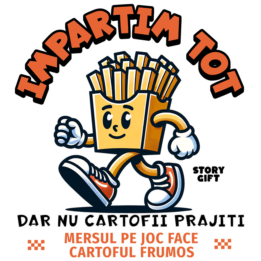 Sticker Adeziv Autocolant Personalizat Cadouri personalizate cu fast food | Cartofi prăjiți și adidași roșii pentru familie și prieteni [1]
