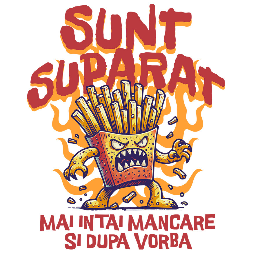Sticker Adeziv Autocolant Personalizat Cartofi prăjiți furioși în flăcări | Cadou personalizat amuzant pentru familie și prieteni [1]