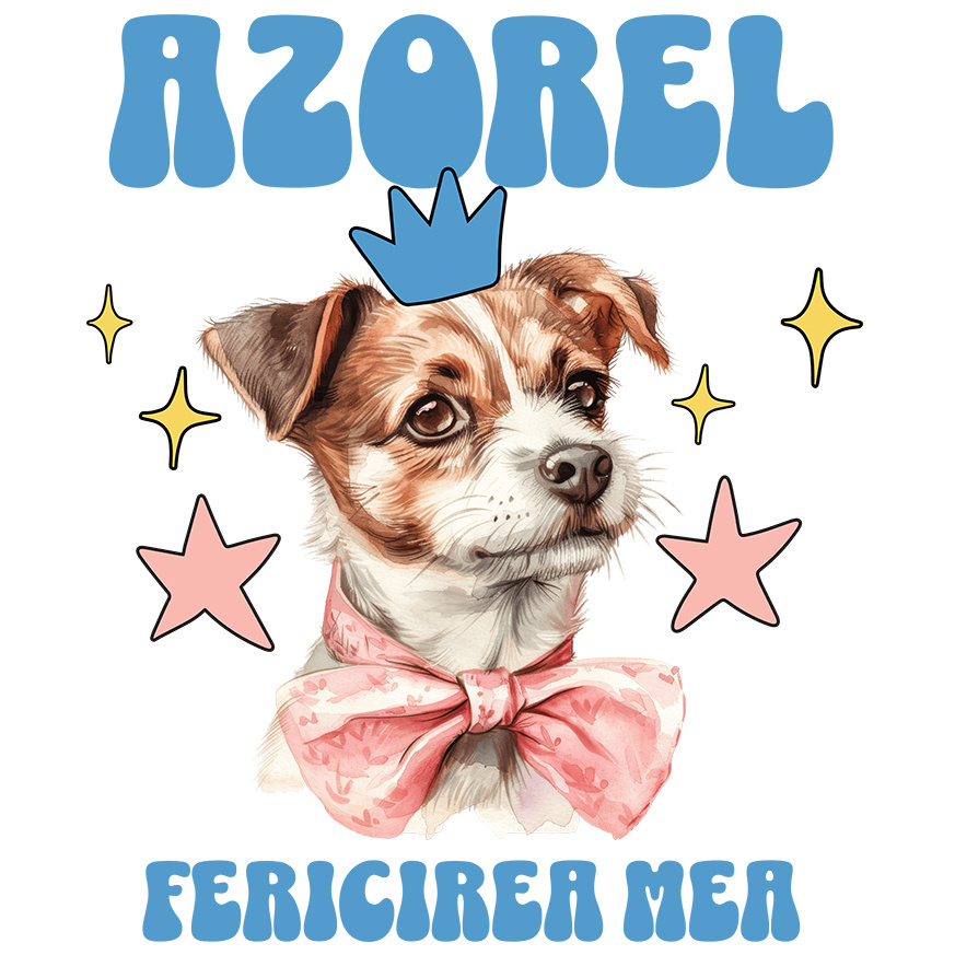 Sticker Adeziv Autocolant Personalizat Azorel Fericirea Mea – Portret Animat Câine Regal | Cadou Personalizat [1]