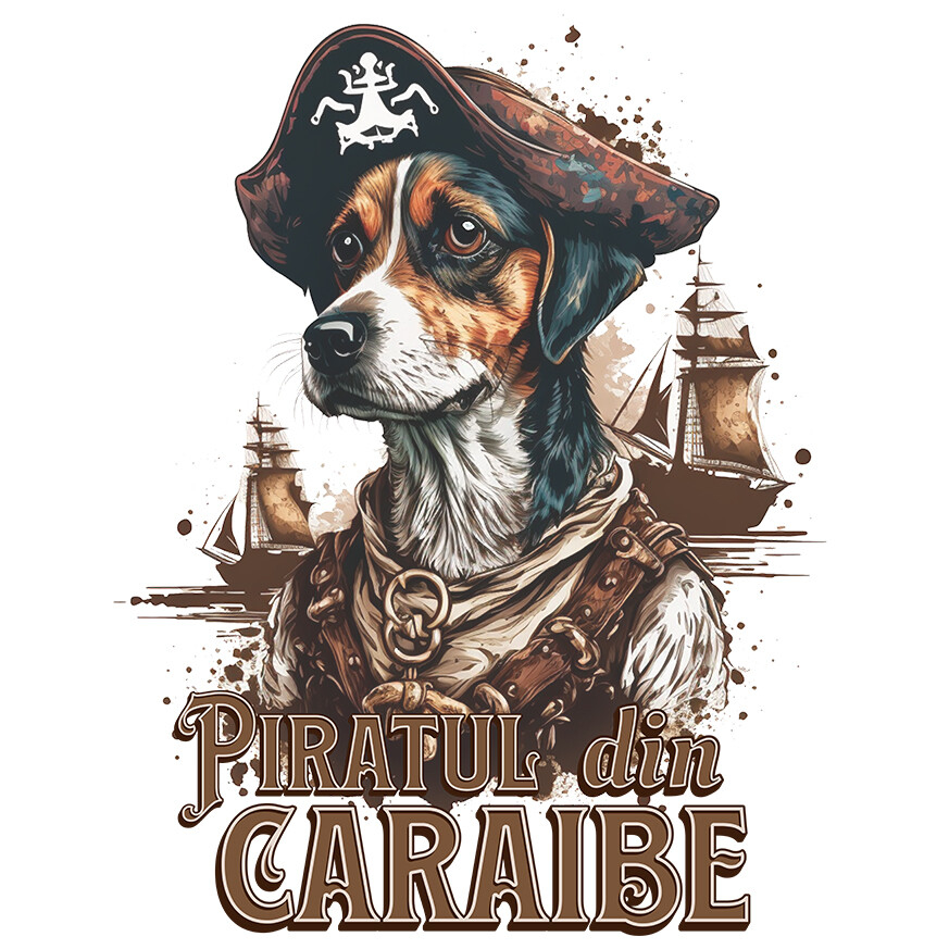Sticker Adeziv Autocolant Personalizat Piratul din Caraibe – Portret Personalizat Câine Aventurier [1]