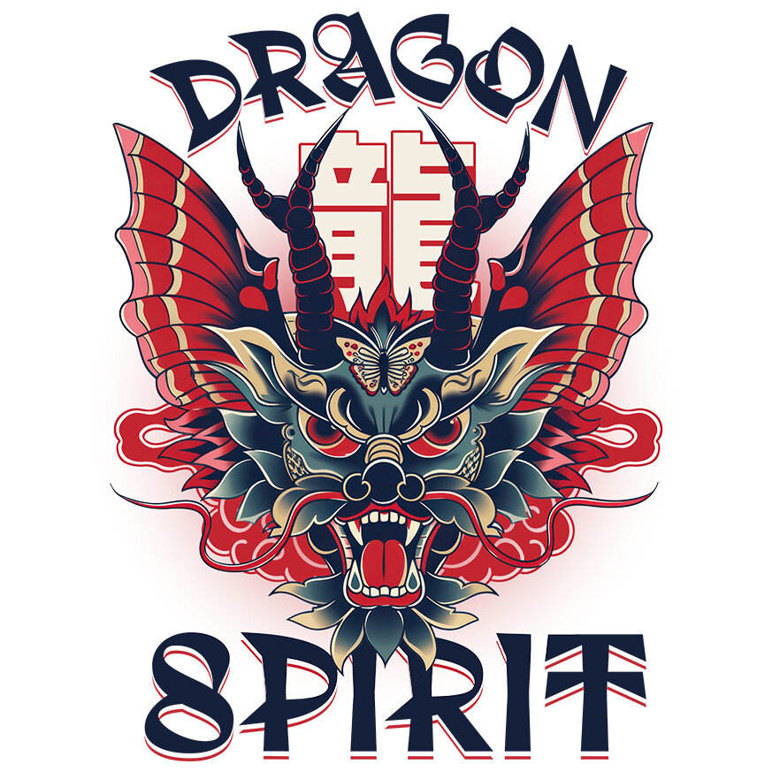 Sticker Adeziv Autocolant Personalizat Costum Dragon Chinezesc cu Coarne - Inspirat din Cultura Asiatică - Personalizat [1]