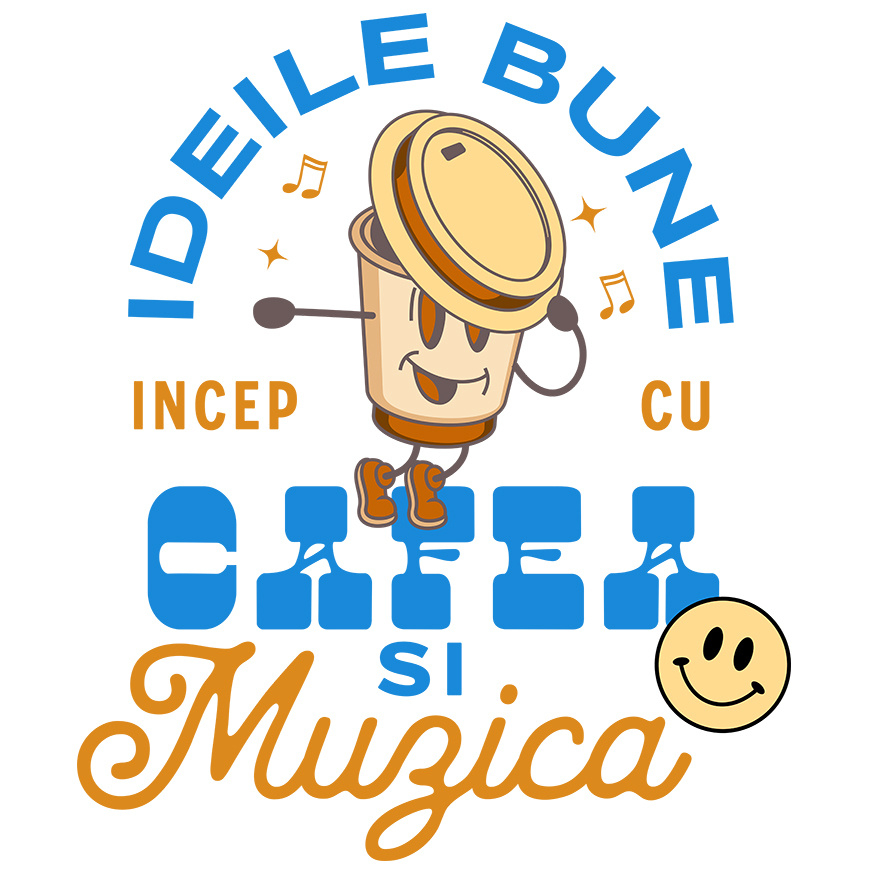 Sticker Adeziv Autocolant Personalizat „Pahar Personalizat „Ideile Bune Încep Cu Cafea și Muzica” – Cadou Perfect pentru Iubitorii de Cafea și Muzică” [1]