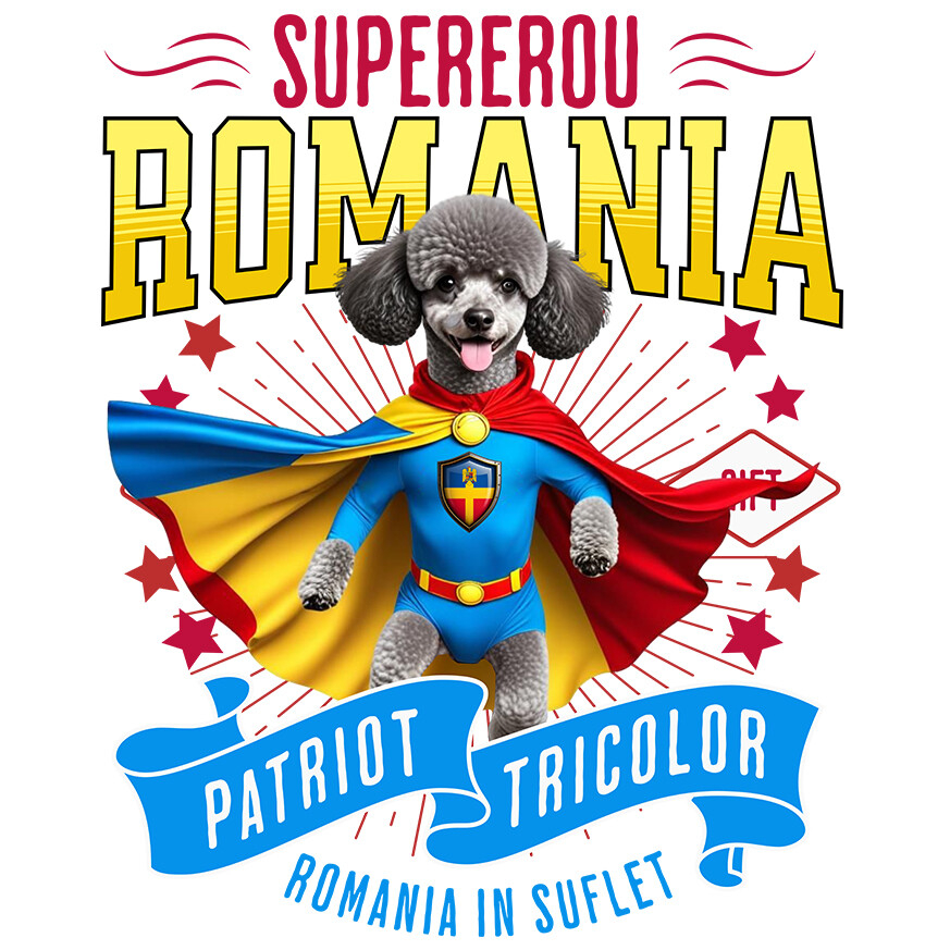 Sticker Adeziv Autocolant Personalizat Pudel în Costum de Căpitan România – Cadou Personalizat pentru Iubitorii de Câini [1]