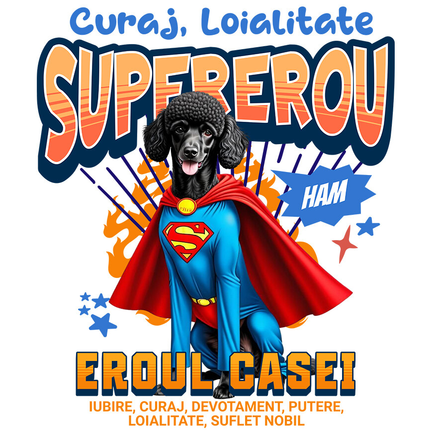 Sticker Adeziv Autocolant Personalizat Pudel în Costum de Superman – Produse Personalizate pentru Familie și Copii [1]