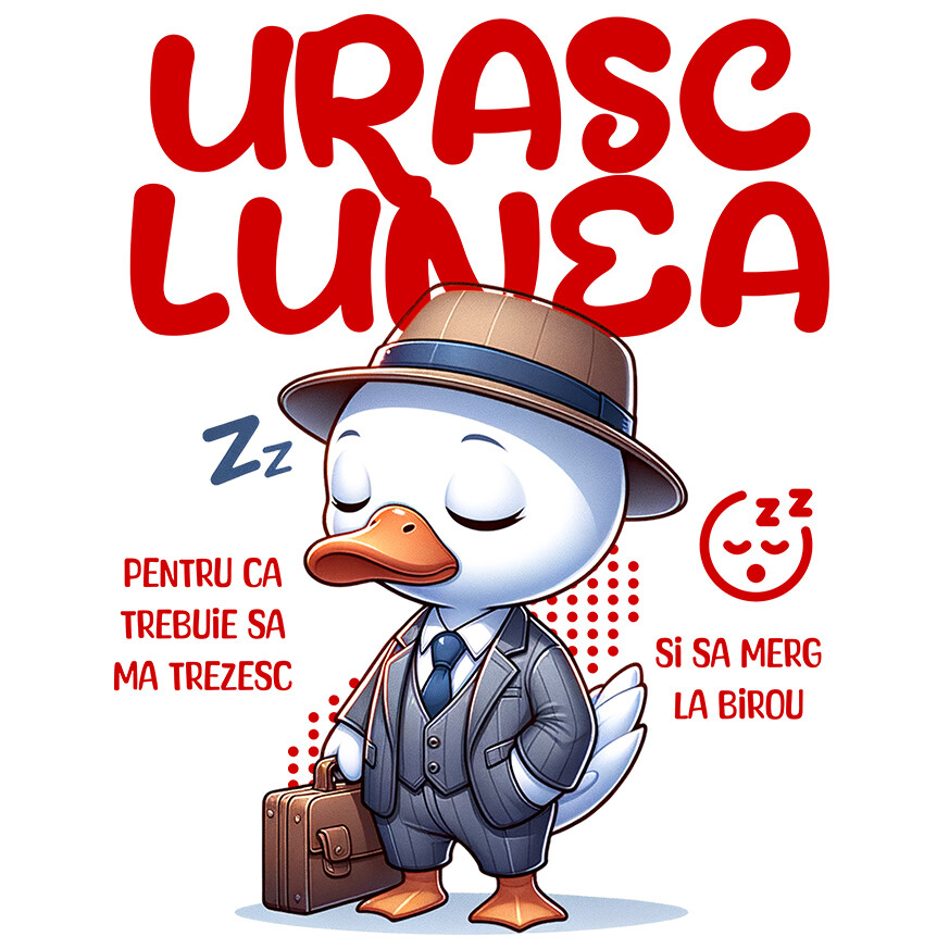 Sticker Adeziv Autocolant Personalizat Rață Haioasă la Birou – Costum Elegant, Pălărie, Servietă și Umor Corporatist [1]
