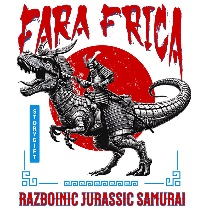 Sticker Adeziv Autocolant Personalizat Războinic Jurassic Samurai - Dinozaur T-Rex în Stil Chinezesc - Cadouri Personalizate [1]