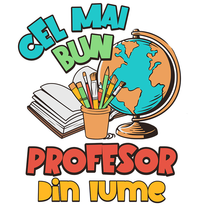 Sticker Adeziv Autocolant Personalizat Rechizite Școlare – Carte, Glob Pământesc, Educație pentru Copii [1]