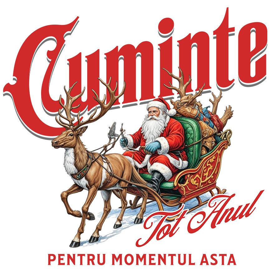 Sticker Adeziv Autocolant Personalizat Sania lui Moș Crăciun Trasă de Reni – Haios și Cuminte tot Anul pentru Momentul Asta [1]