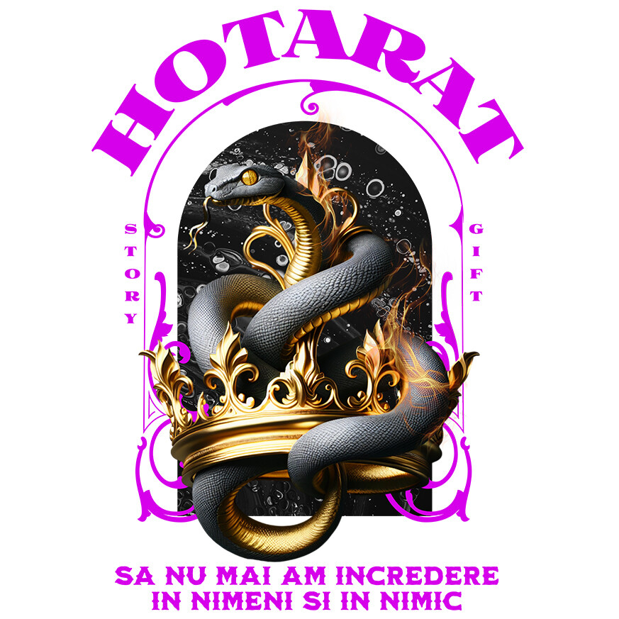 Sticker Adeziv Autocolant Personalizat „Portret Șarpe Regal Cu Ochi De Aur – Cadou Personalizat „Hotărât Să Nu Mai Am Încredere”” [1]