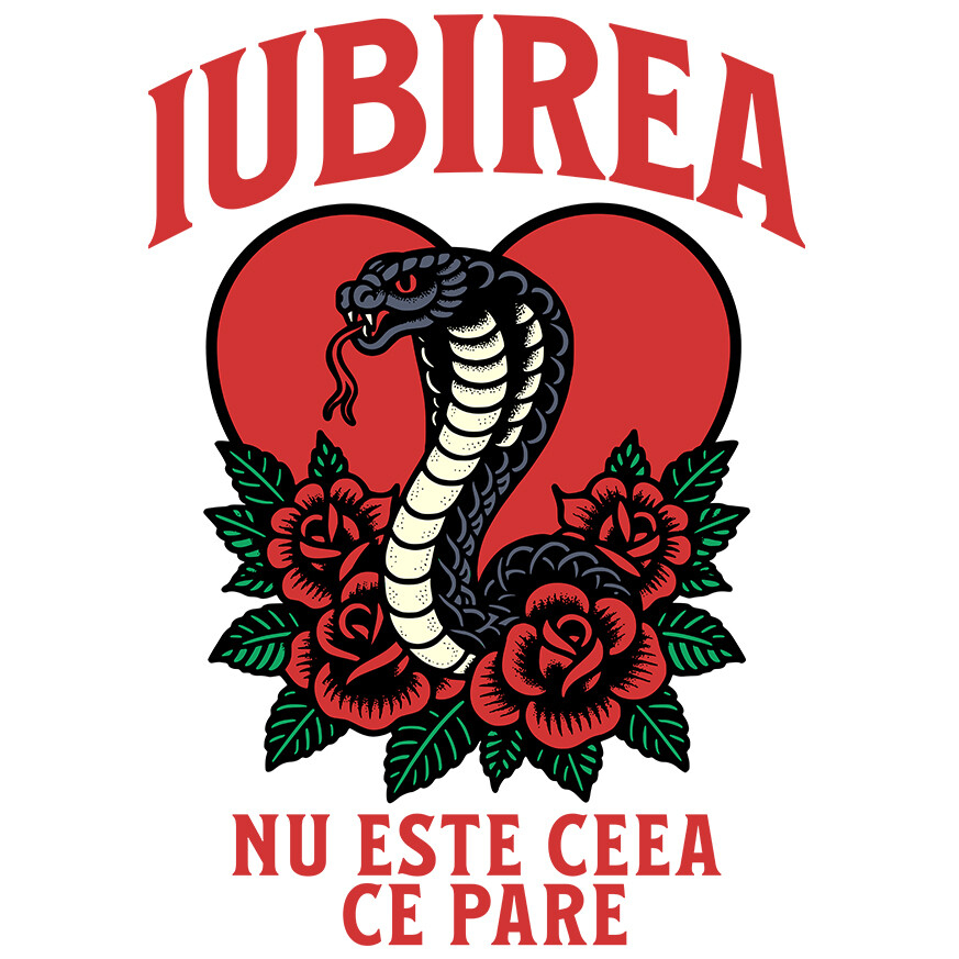 Sticker Adeziv Autocolant Personalizat „Șarpe Printre Flori Roșii - Cadou Personalizat „Iubirea Nu Este Ceea Ce Pare” pentru Familie, Copii, Tati și Prieteni” [1]