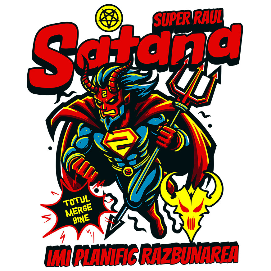 Sticker Adeziv Autocolant Personalizat Satana Diavol În Costum De Super Erou Cu Coarne Și Coadă – Cadou Personalizat „Îmi Planific Răzbunarea” [1]