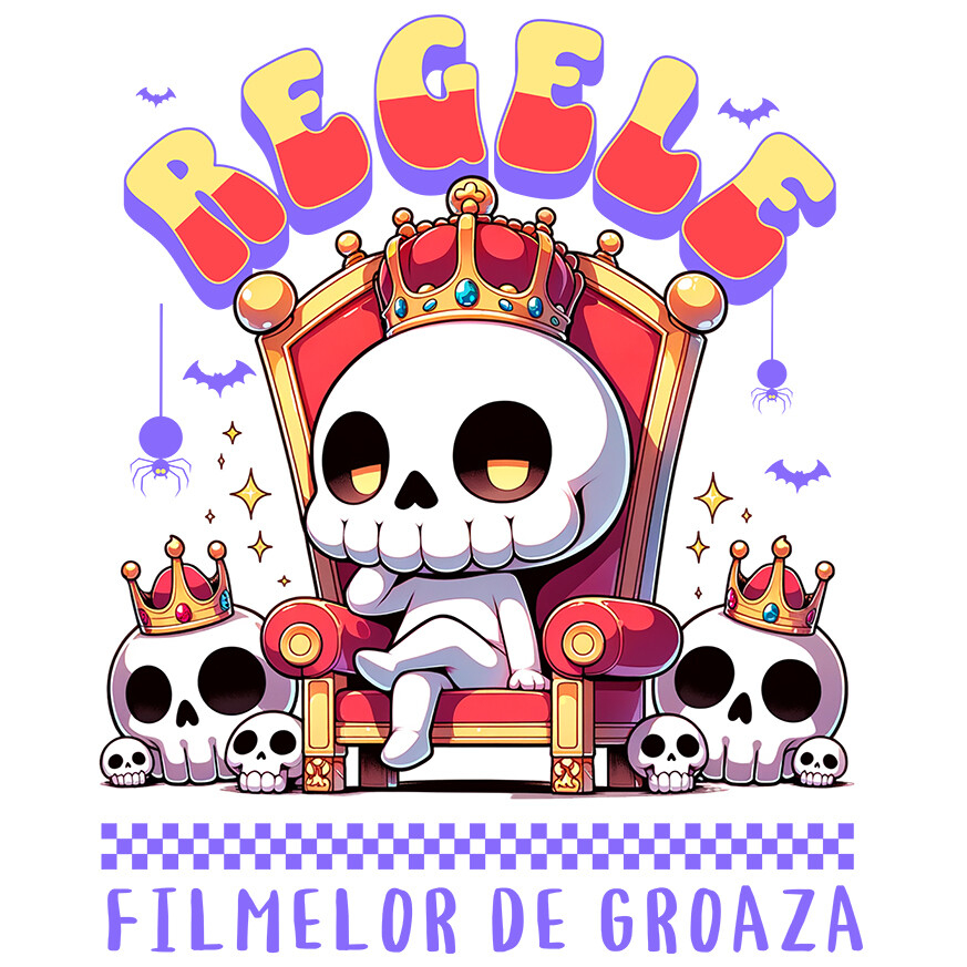 Sticker Adeziv Autocolant Personalizat Schelet Craniu Uman cu Coroana Regală | Cadou Groază Regal pentru Halloween [1]