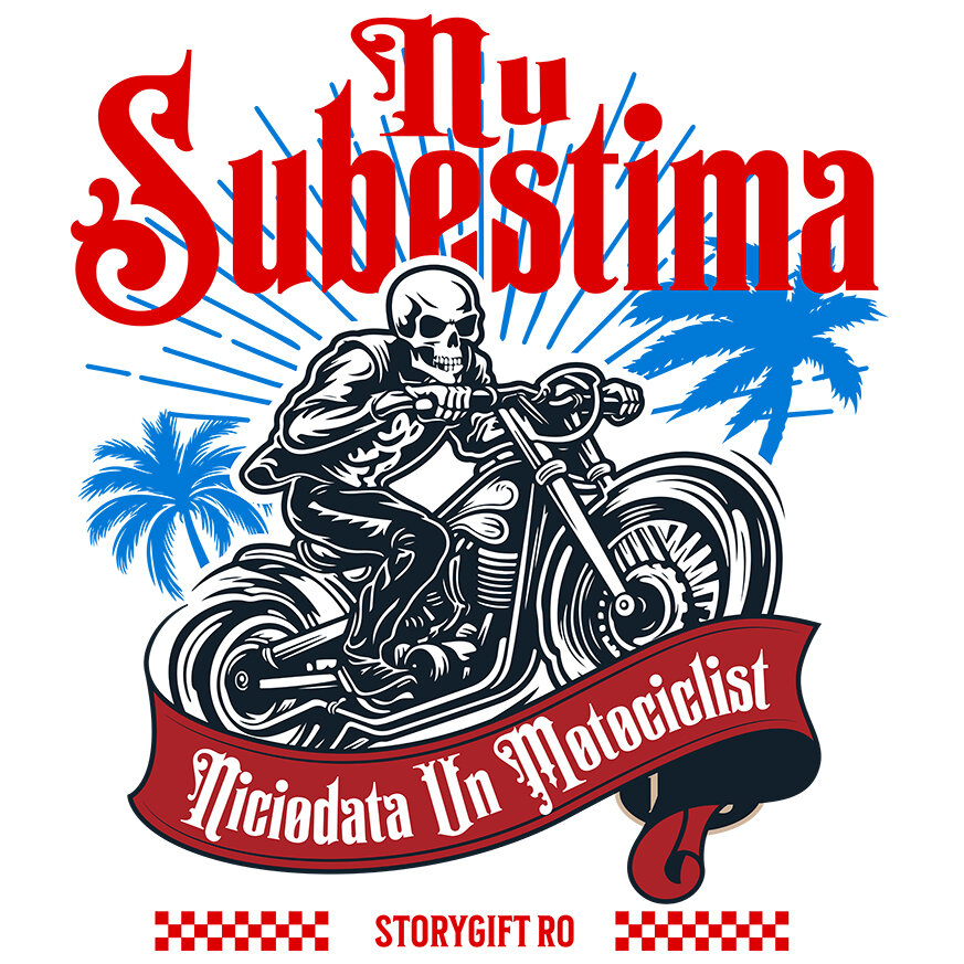 Sticker Adeziv Autocolant Personalizat Schelete Motociclist – Aventură Înfricoșătoare pe Insulă Tropicală [1]