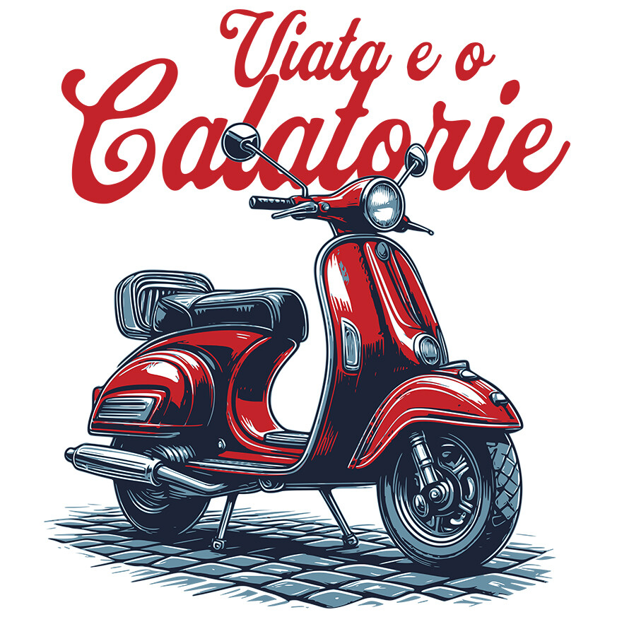 Sticker Adeziv Autocolant Personalizat Scuter Roșu Clasic – Plimbare Romantică și Aventură pentru Iubitorii de Călătorii [1]