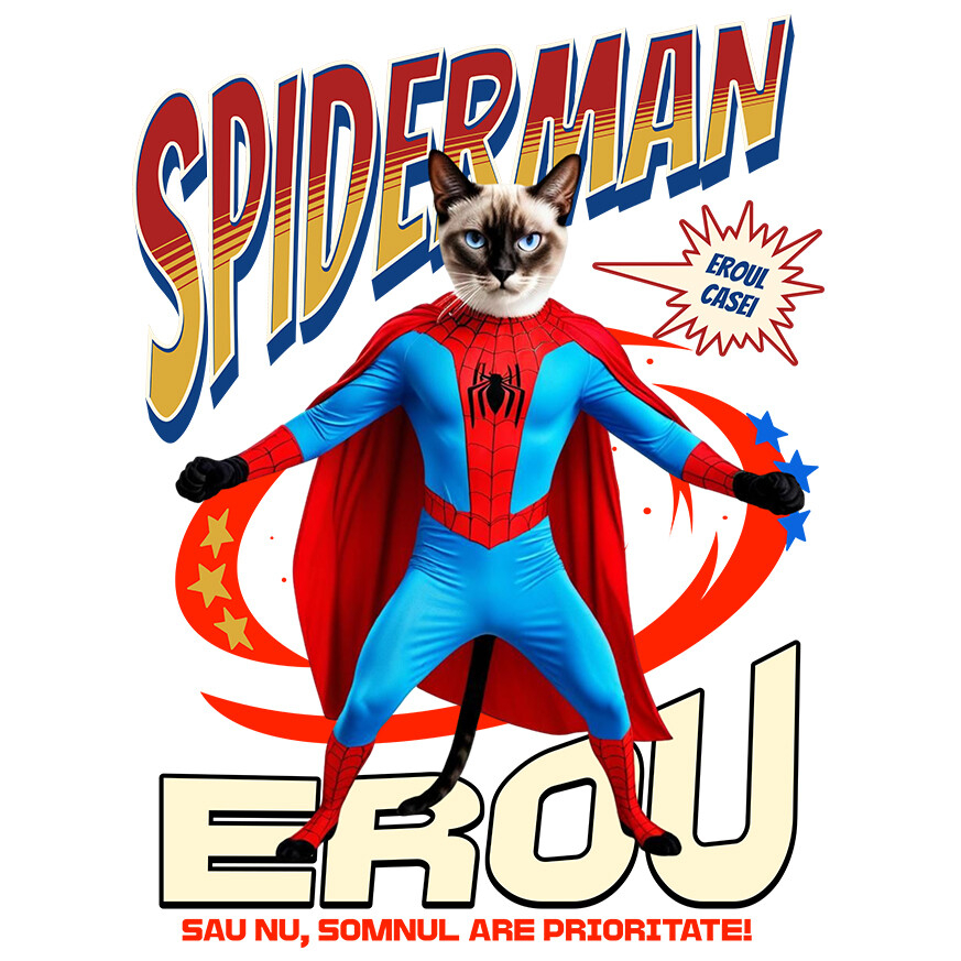 Sticker Adeziv Autocolant Personalizat Pisică Siameză în Costum Spider-Man - Cadou Personalizat pentru Iubitorii de Pisici și Copii [1]