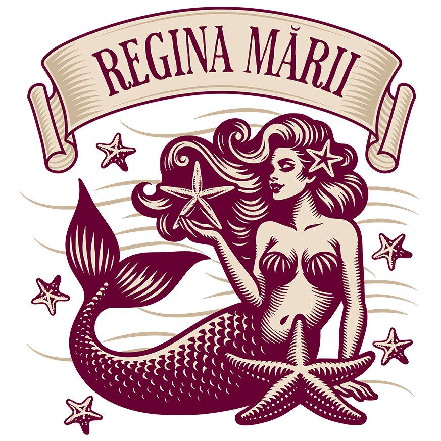 Sticker Adeziv Autocolant Personalizat "Produse personalizate pentru vacanță – Sirena cu stele de mare și regina mării în lumea acvatică" [1]