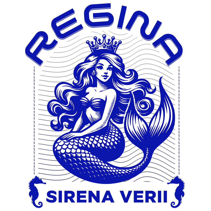 Sticker Adeziv Autocolant Personalizat Sirena de Mare cu Coroană și Păr Lung - Regină a Mării pentru Cadouri Unice [1]