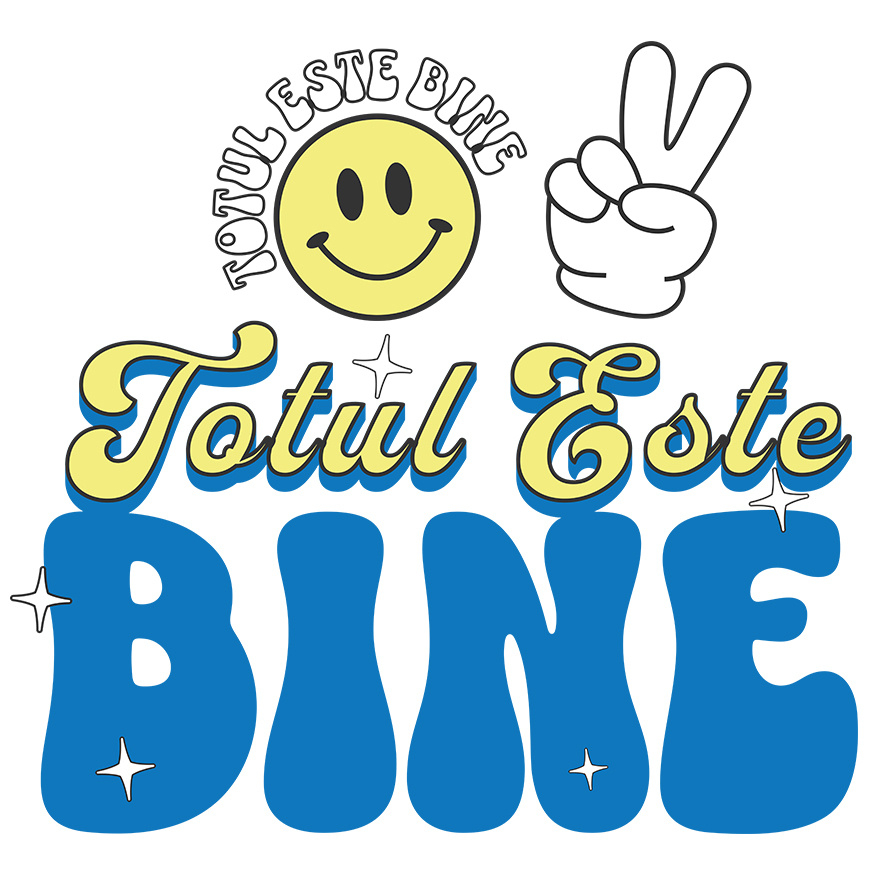 Sticker Adeziv Autocolant Personalizat Totul Este Bine – Tricou Personalizat cu Smiley Face Galben și Mesaj Inspirațional [1]