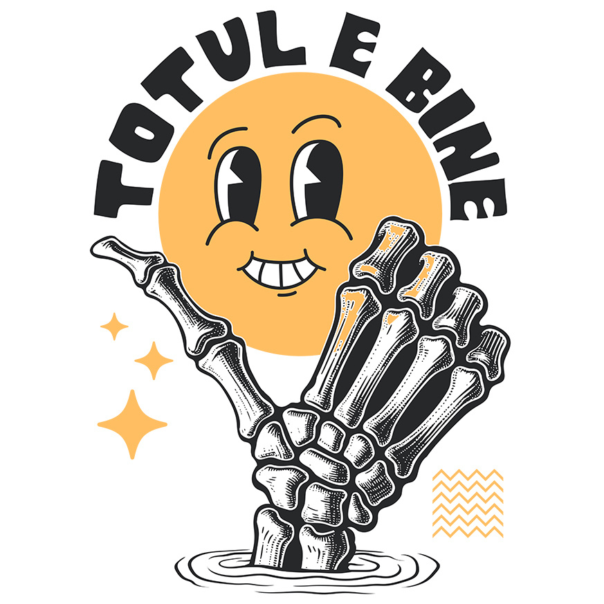 Sticker Adeziv Autocolant Personalizat Smiley Face Vesel și Mână Umană - Mesaj Incurajator „Totul E Bine” Cadou Motivațional [1]