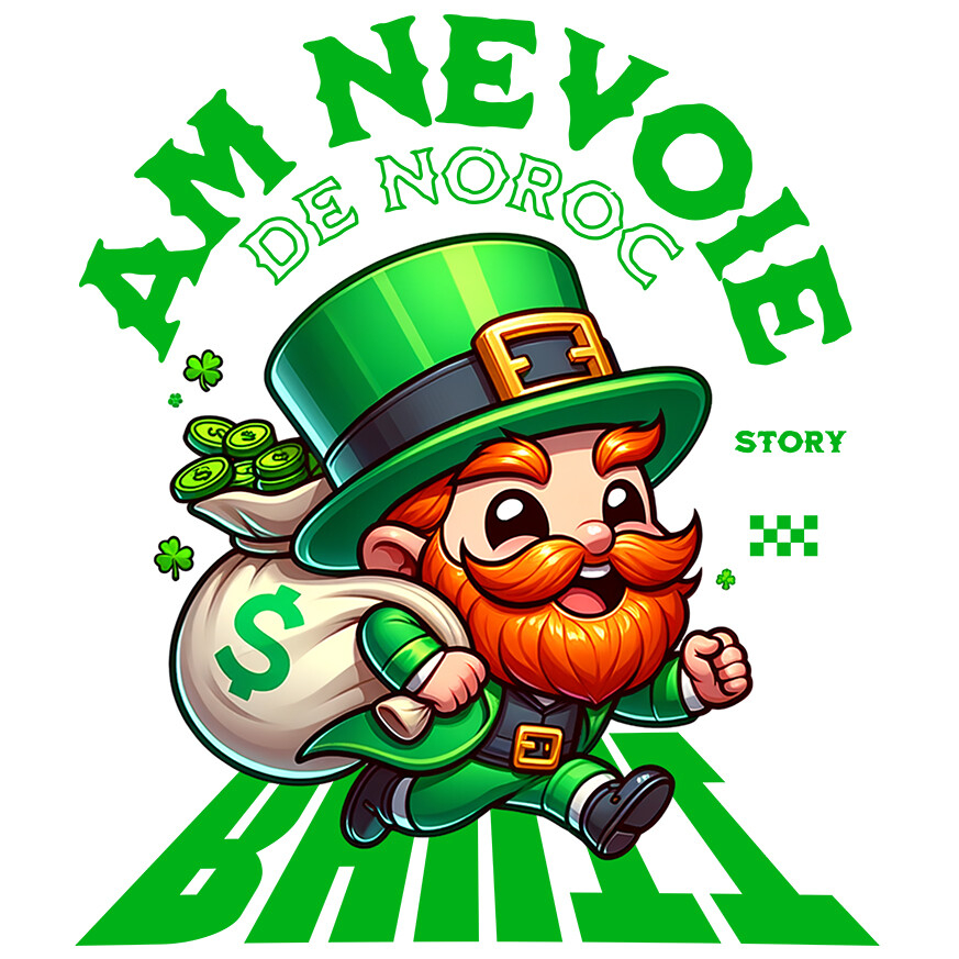 Sticker Adeziv Autocolant Personalizat Spiriduș Norocos cu Sac de Bani – Cadou pentru Familie, Copii și Tati, Simbol al Norocului și Succesului Financiar [1]