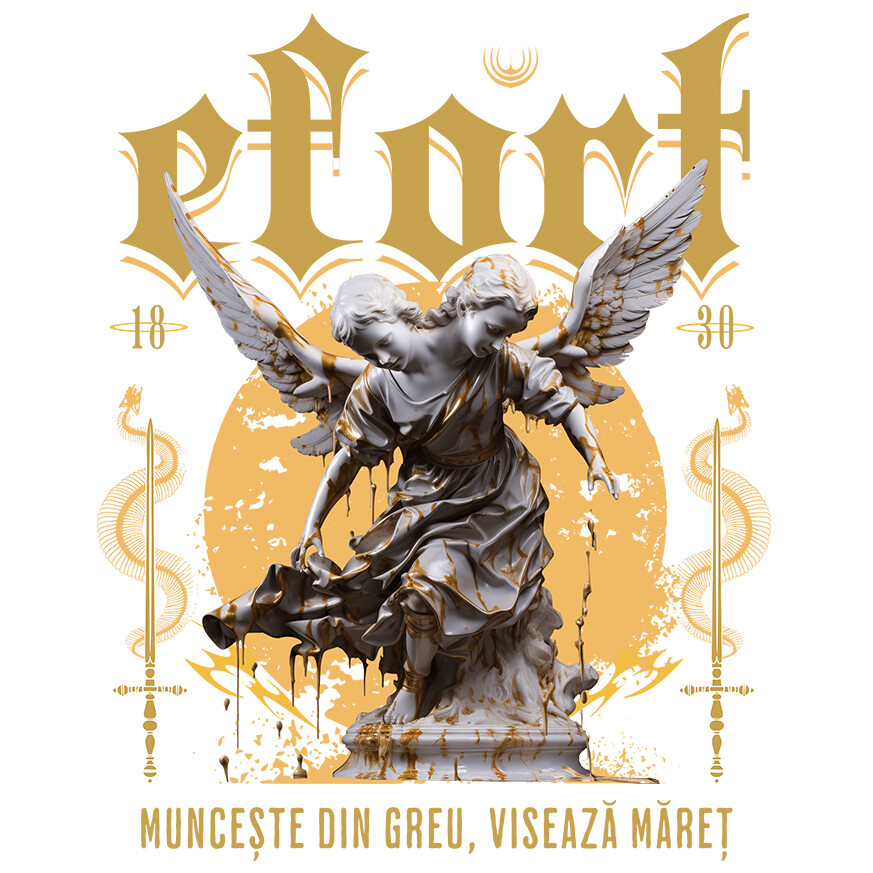 Sticker Adeziv Autocolant Personalizat Statuie cu Două Capete și Aripi - Cadou Motivațional "Munceste Din Greu, Visează Măreț" [1]