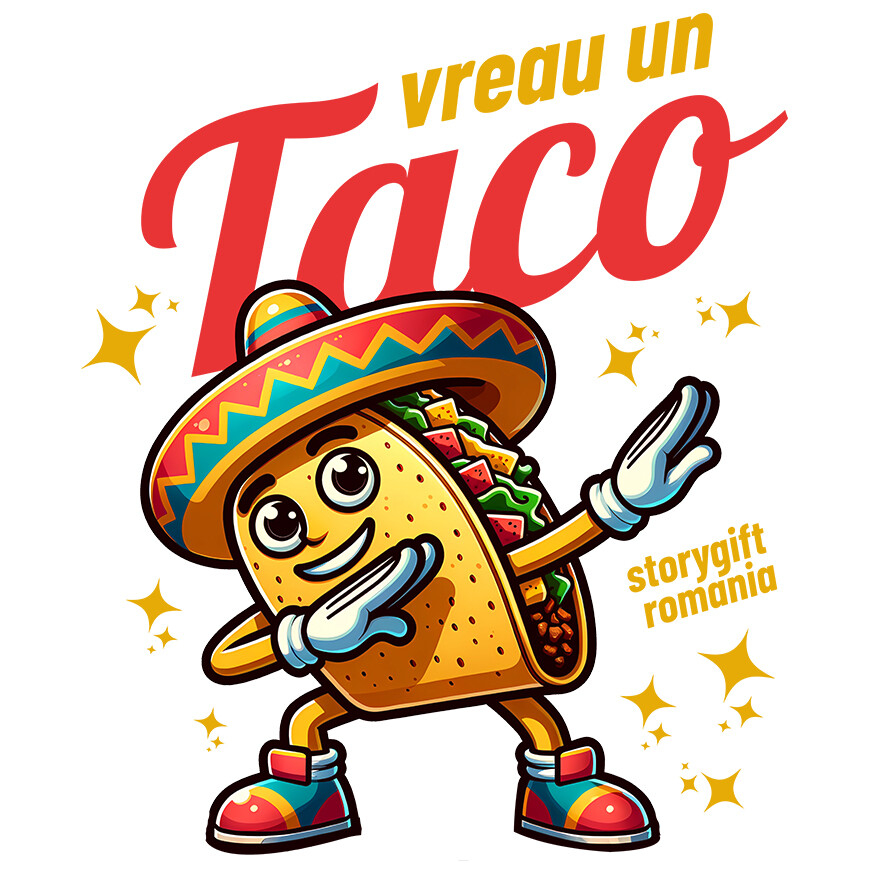Sticker Adeziv Autocolant Personalizat Taco personalizat cu palarie mexicană și yoga – Cadou vesel pentru familie și prieteni [1]