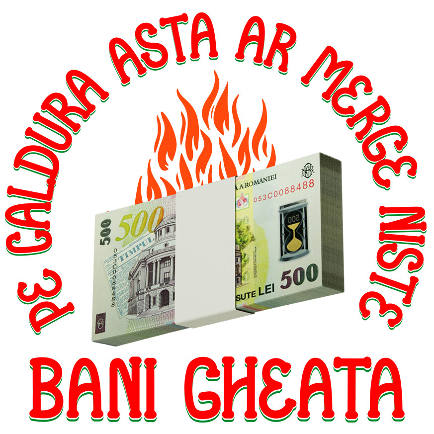 Sticker Adeziv Autocolant Personalizat Teanc de Bancnote 500 Lei – Bani Zburători în Flăcări pentru Distracție [1]