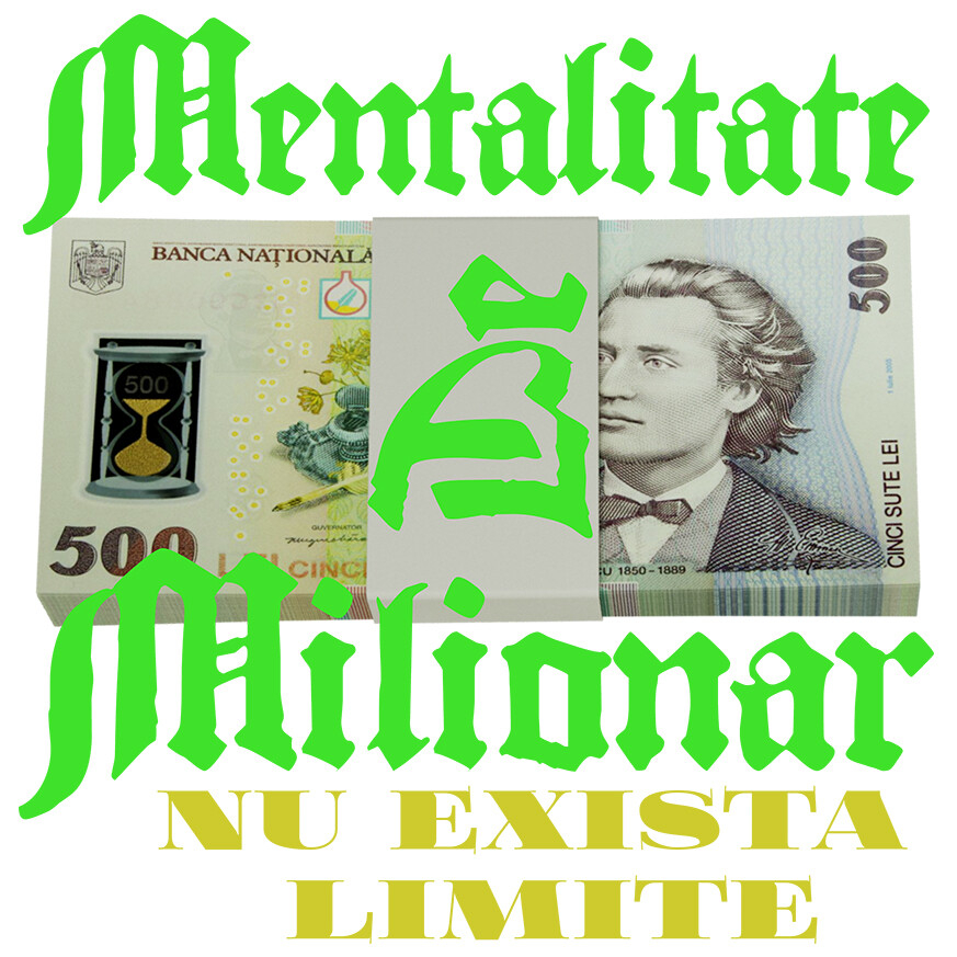 Sticker Adeziv Autocolant Personalizat Teanc cu Elastic Bancnote 500 Lei – „Mentalitate de Milionar, Nu Există Limite” – Cadou Personalizat pentru Familie, Tati, Copii, Prieteni [1]
