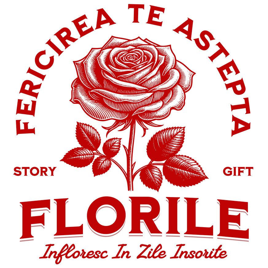 Sticker Adeziv Autocolant Personalizat Trandafir Roșu și Mesaj de Fericire | Cadou Romantic cu Flori Înflorite [1]