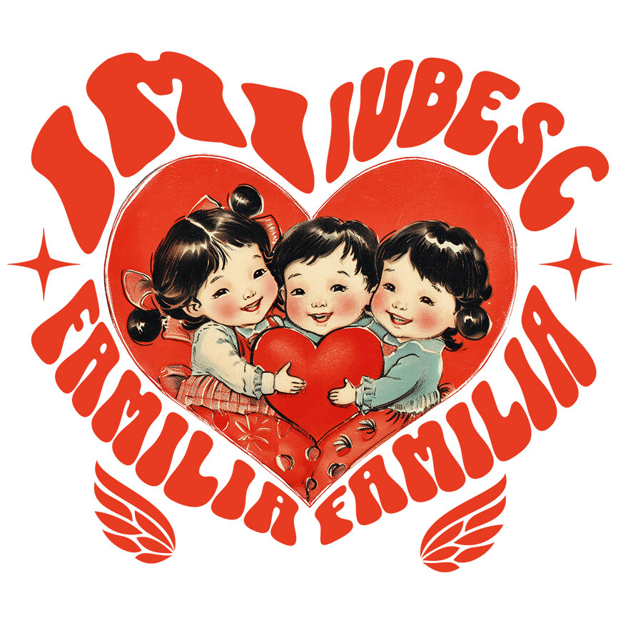 Sticker Adeziv Autocolant Personalizat Cadou Personalizat „Trei Copii Inima Dragoste” | Mesaje Iubitoare pentru Familia și Frați [1]