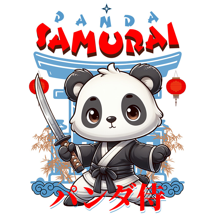 Sticker Adeziv Autocolant Personalizat Panda Samurai Ninja – Cadou Personalizat pentru Copii și Familie [1]