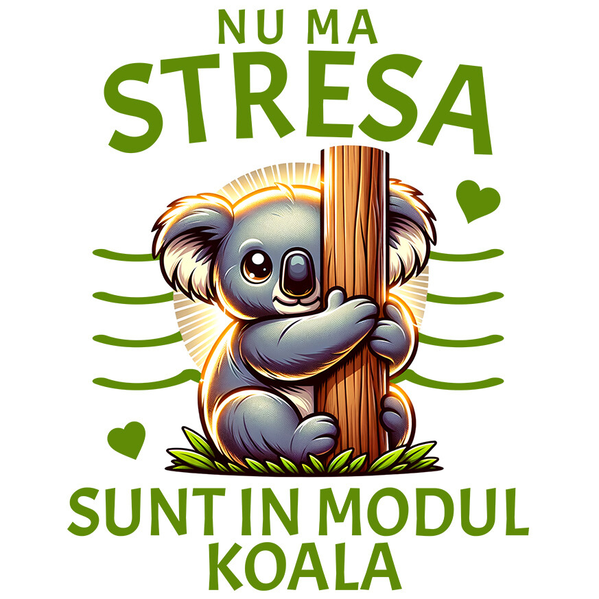Sticker Adeziv Autocolant Personalizat Tricou Personalizat Koala Timid – Relaxare și Stil | Cadou Perfect pentru Familie [1]