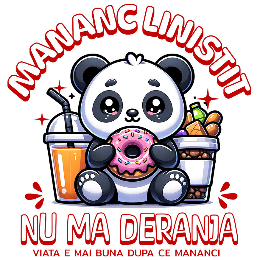 Sticker Adeziv Autocolant Personalizat Cadou personalizat urs panda cu gogoasă glazurată | Mesaj haios și dulciuri pentru familie [1]