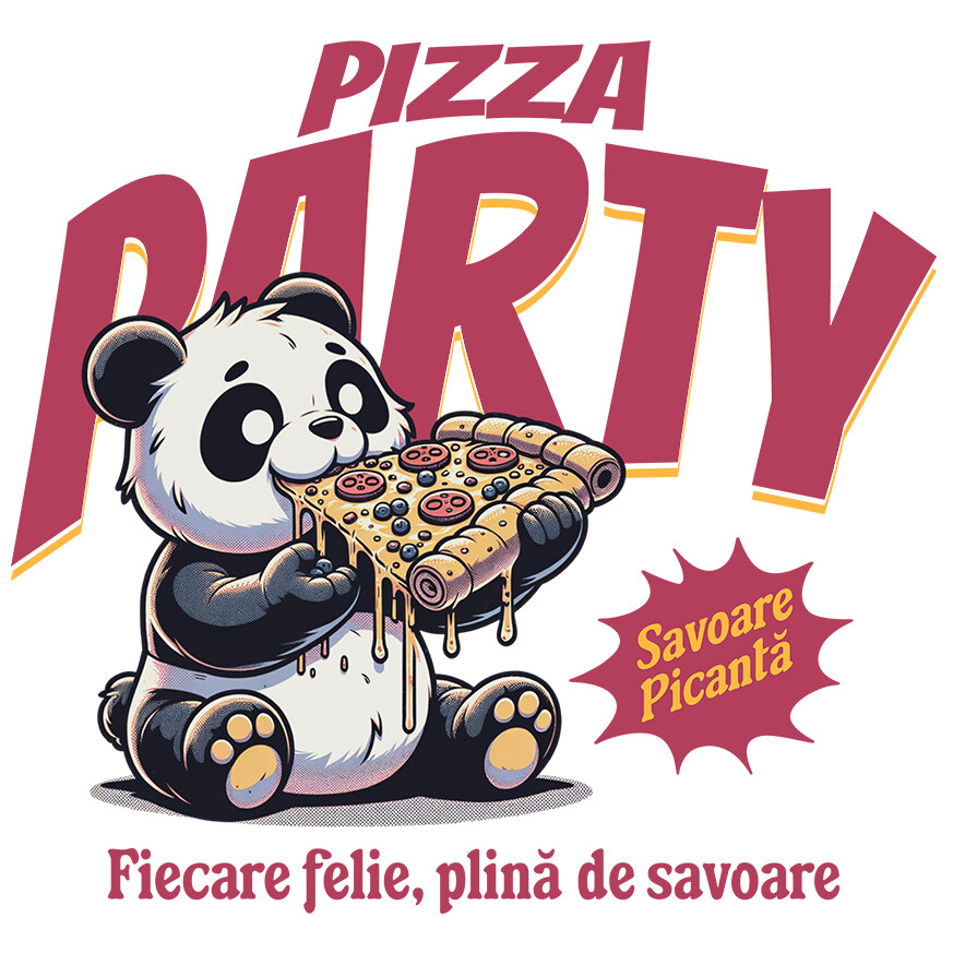 Sticker Adeziv Autocolant Personalizat Cadouri personalizate pentru iubitorii de pizza | Urs Panda și fast food cu text amuzant [1]