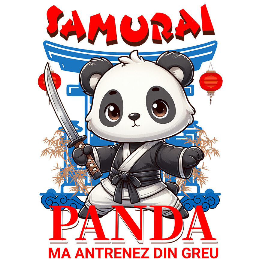 Sticker Adeziv Autocolant Personalizat Urs Panda Samurai cu Costum de Karate și Sabie Ninja - Cadou Personalizat pentru Copii și Tati [1]