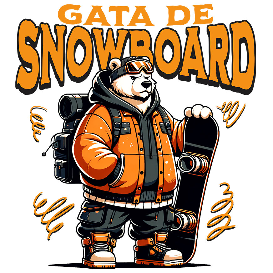 Sticker Adeziv Autocolant Personalizat Urs Polar Modern Pe Snowboard – Design Cool De Iarnă [1]