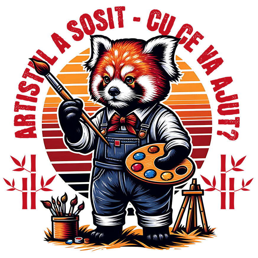 Sticker Adeziv Autocolant Personalizat Vulpe Artistă cu Pensulă – Cadou Personalizat pentru Copii și Familie [1]