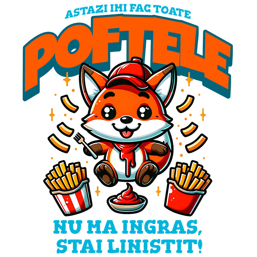 Sticker Adeziv Autocolant Personalizat Cadou personalizat cu vulpe și cartofi prăjiți | Perfect pentru copii și familie | „Astăzi îmi fac toate poftele” [1]