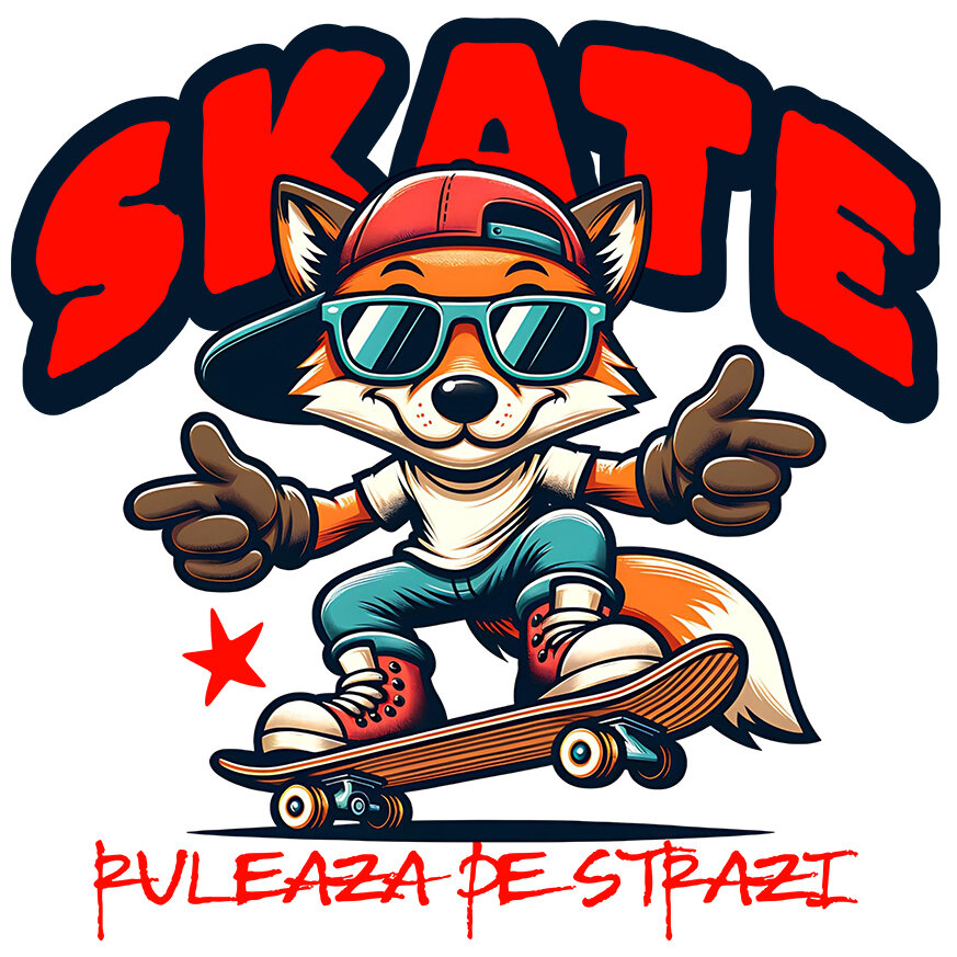 Sticker Adeziv Autocolant Personalizat Skateboard Vulpe Stil Stradal – Design Modern pentru Adolescenti [1]