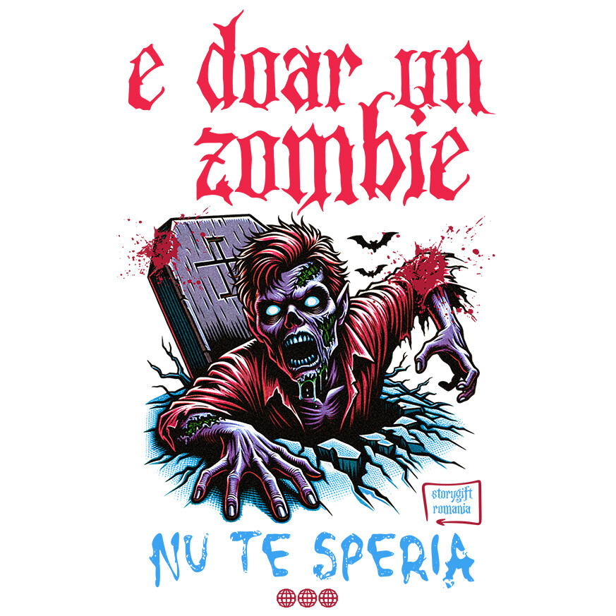 Sticker Adeziv Autocolant Personalizat Zombie Din Mormânt cu Mesaj „E Doar un Zombie Nu Te Speria” | Cadou Personalizat Halloween [1]