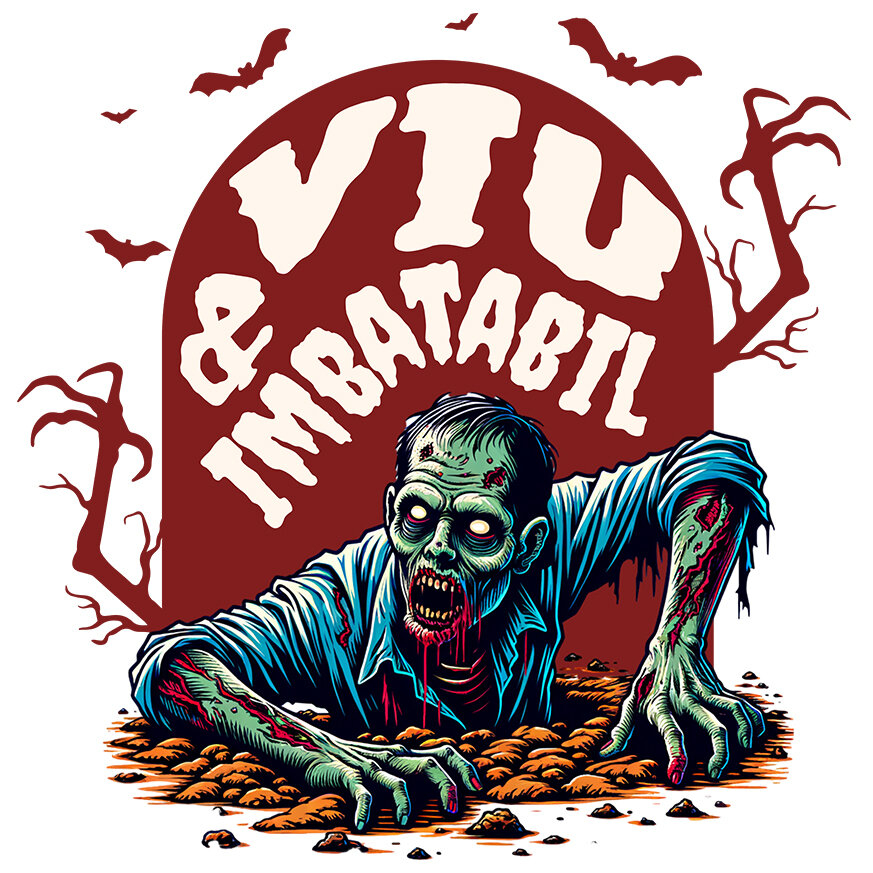 Sticker Adeziv Autocolant Personalizat Zombie Iesind Din Mormânt | Viu & Imbatabil | Cadou Halloween Tematic [1]